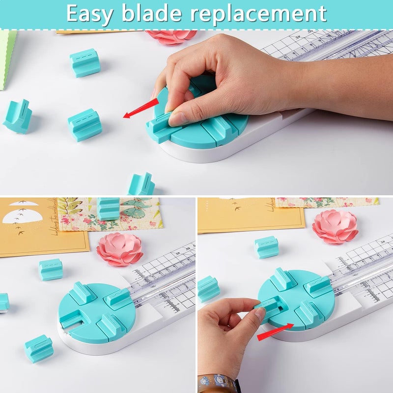 ecraft Paper Trimmer Replacement Blades Use for 4 Style Multi-Function Scrapbooking Tool with Dial Blades of Straight Paper Cutter Blade Refills Mint Green (4 Pack） - Image 5